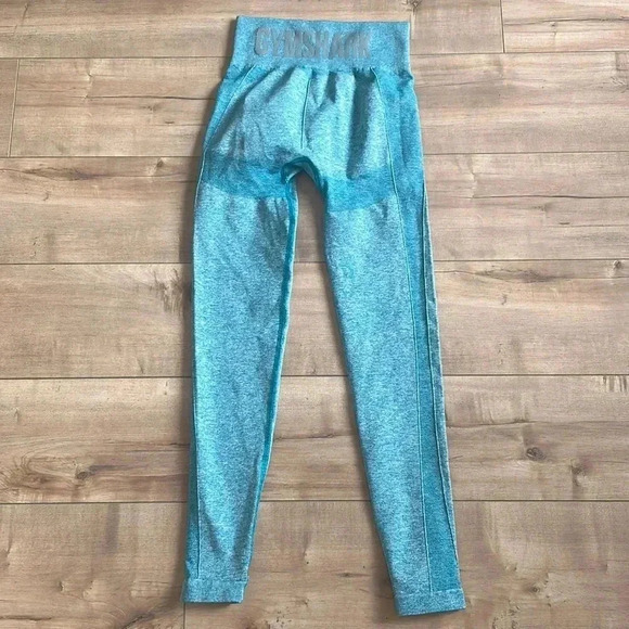 Gymshark Seamless Leggings Heathered Blue Stretch High Rise Sz S - Picture 1 of 6
